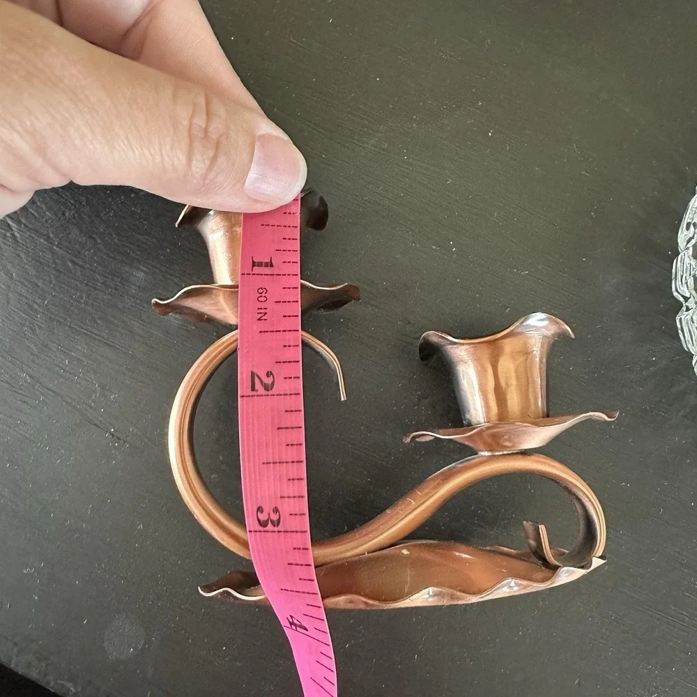 VTG Gregorian Solid Copper Double Candle Holder Scalloped Edge Cottagecore